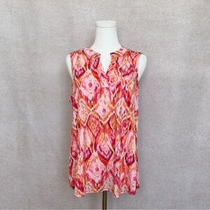 Dear Scarlett Boutique Vibrant Sleeveless Pink & Mint Green Patterned Blouse